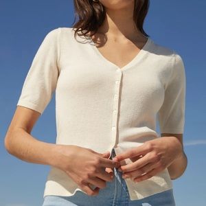 Everlane short-sleeve cream cardigan